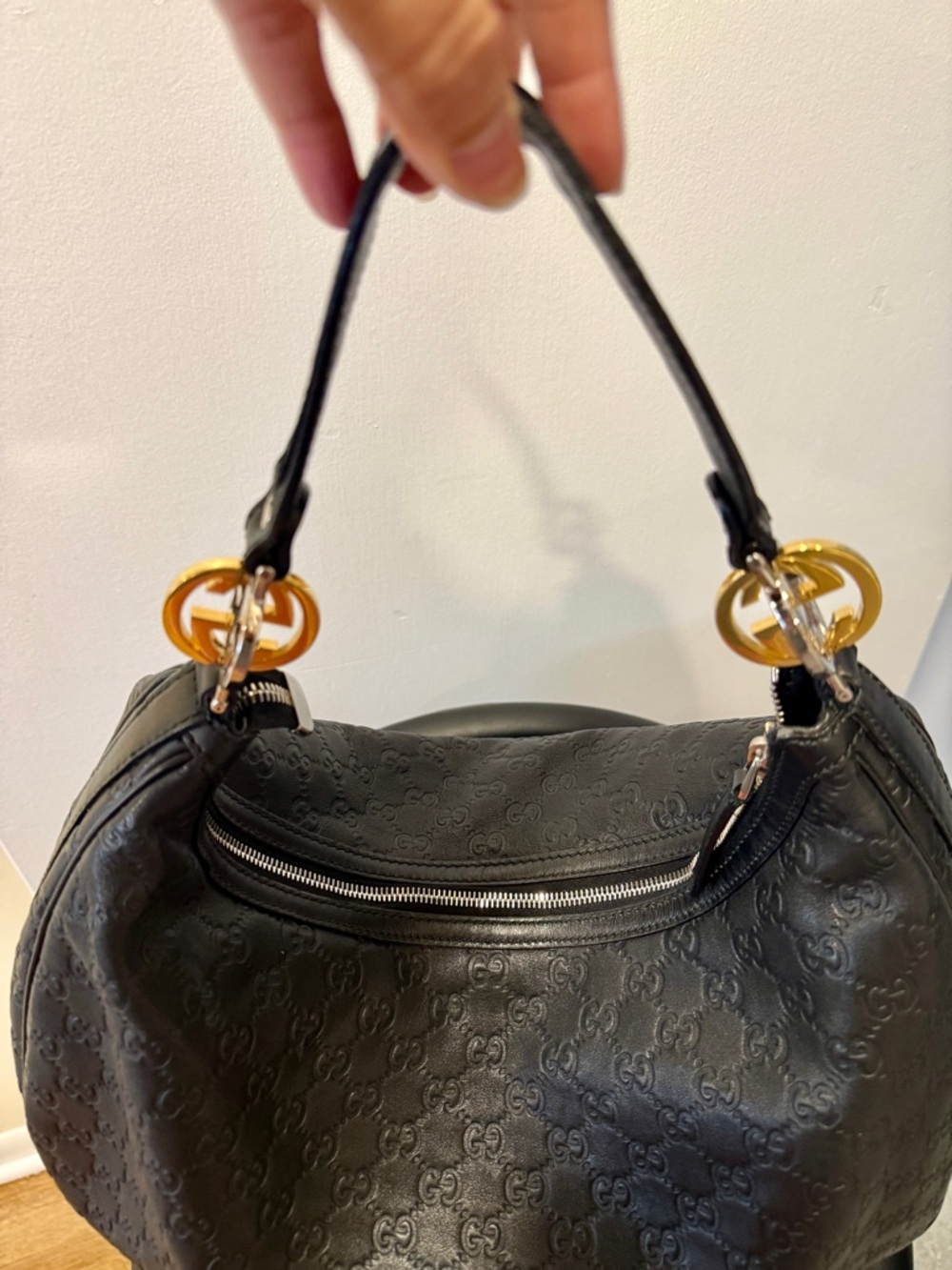 Gucci Guccissima Black Leather Hobo Bag - Authentic - Picture 2 of 10